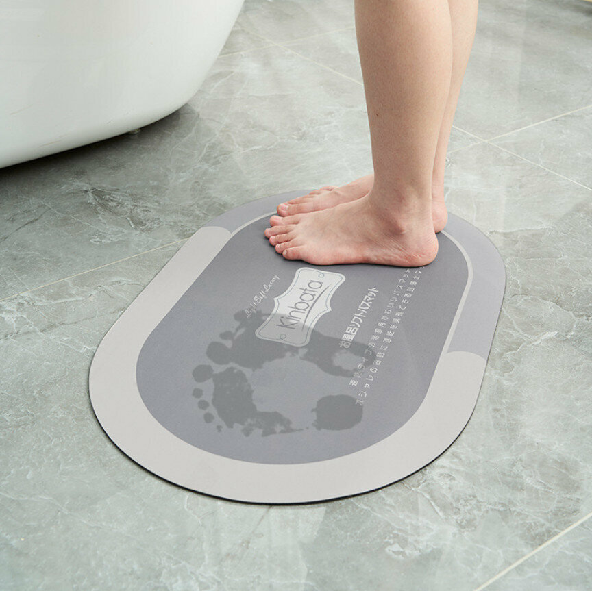Soft diatomaceous earth absorbent mat (gray round 40*60cm)