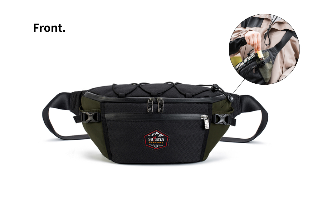 satana EXPLORE 探索個性斜背胸包-軍綠色拼接 SOSE0100-326 正面照
