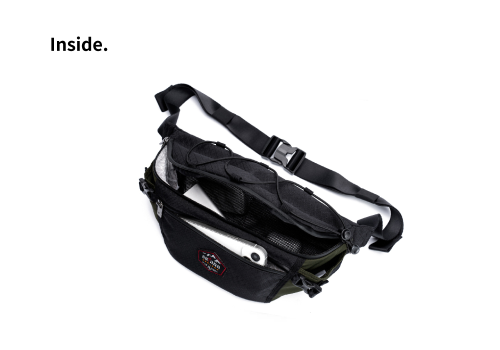 satana EXPLORE 探索個性斜背胸包-軍綠色拼接 SOSE0100-326 內部隔層照