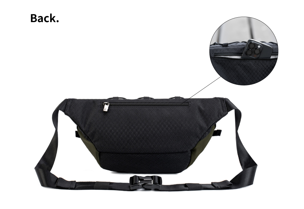 satana EXPLORE 探索個性斜背胸包-軍綠色拼接 SOSE0100-326 背面照