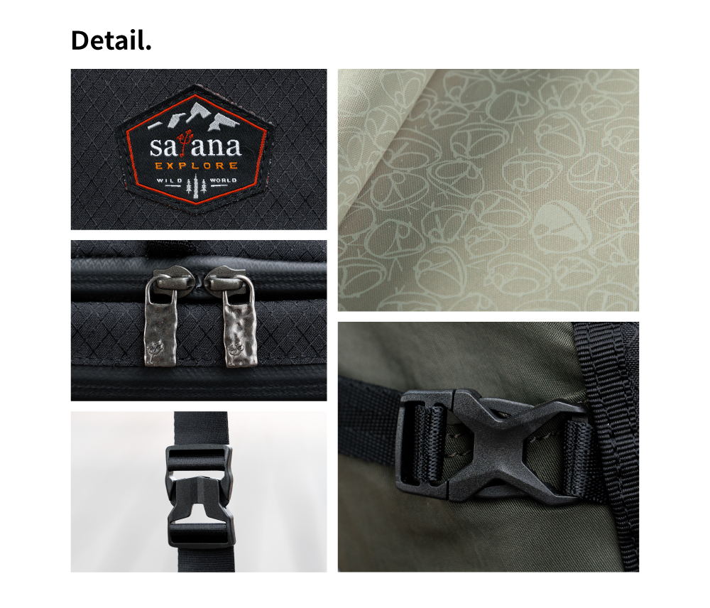satana EXPLORE 探索個性斜背胸包-軍綠色拼接 SOSE0100-326 細節特寫照