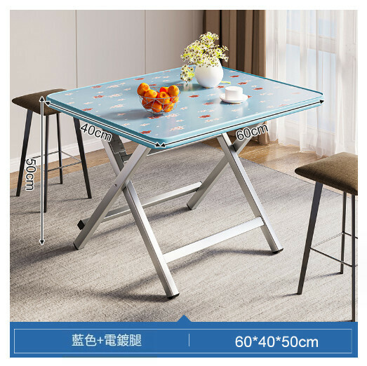 Hot Selling Foldable Dining Table Outdoor Portable Square Table [Blue Flower Galvanized 60x40x50CM]
