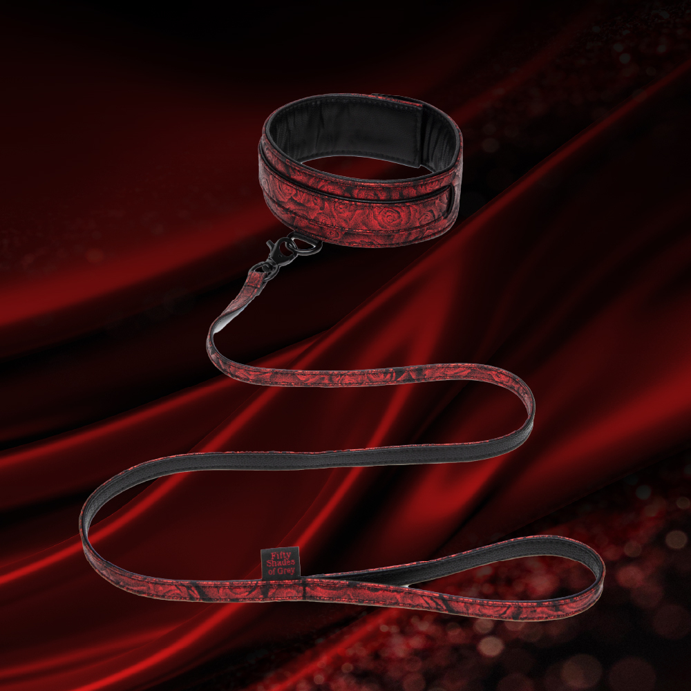 格雷的五十道陰影 Fifty Shades of Grey Sweet Anticipation 黑紅玫瑰項圈牽引鏈套組