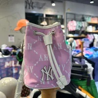 [S] MLB NEW YORK YANKEES MONOGRAM JACQUARD MINI BUCKET BAG,BEIGE, 3ABMS022NK0003-50PKS (SMLB377)
