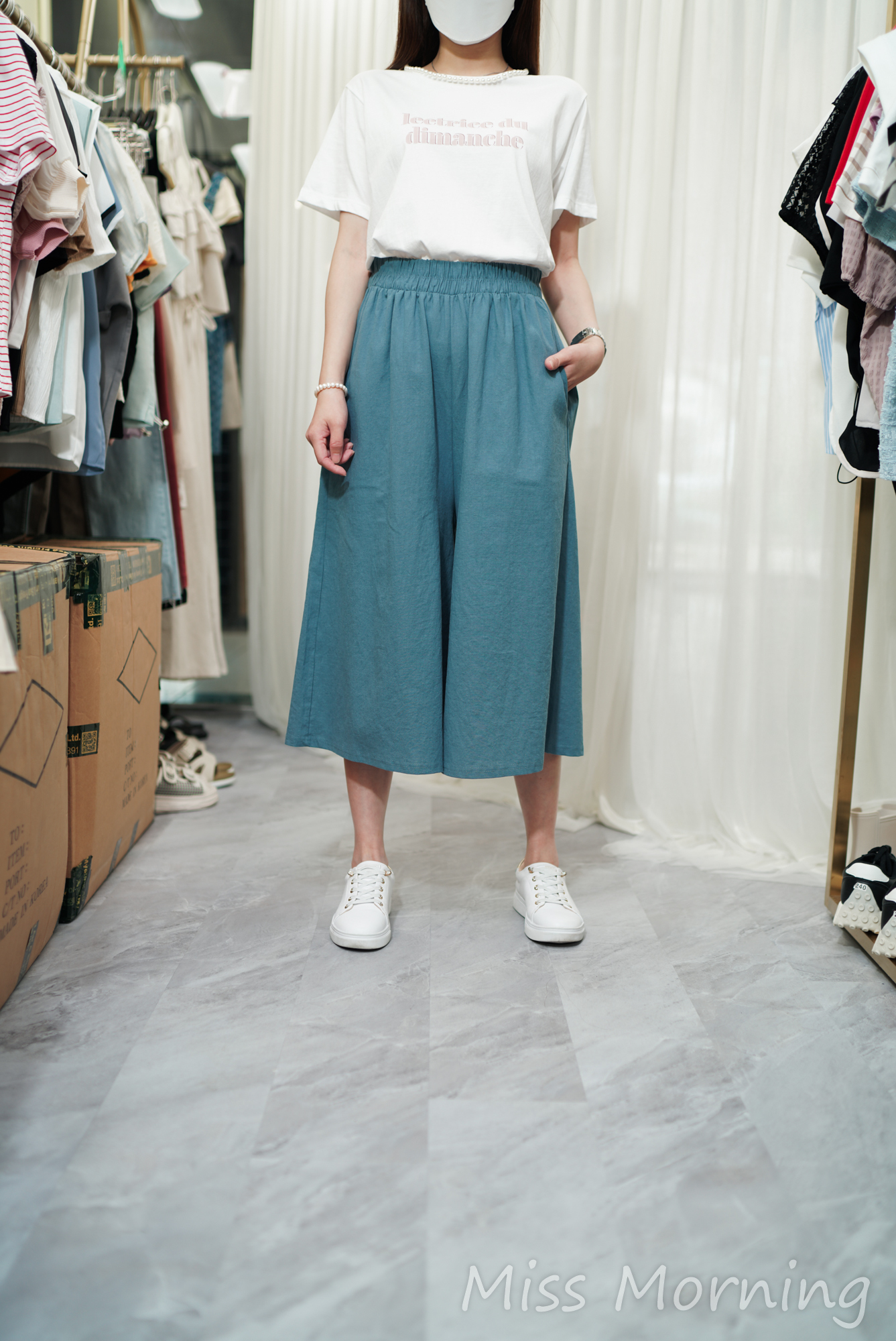 珠領靚料Tee(13966)&靚色7分棉麻褲(33755)