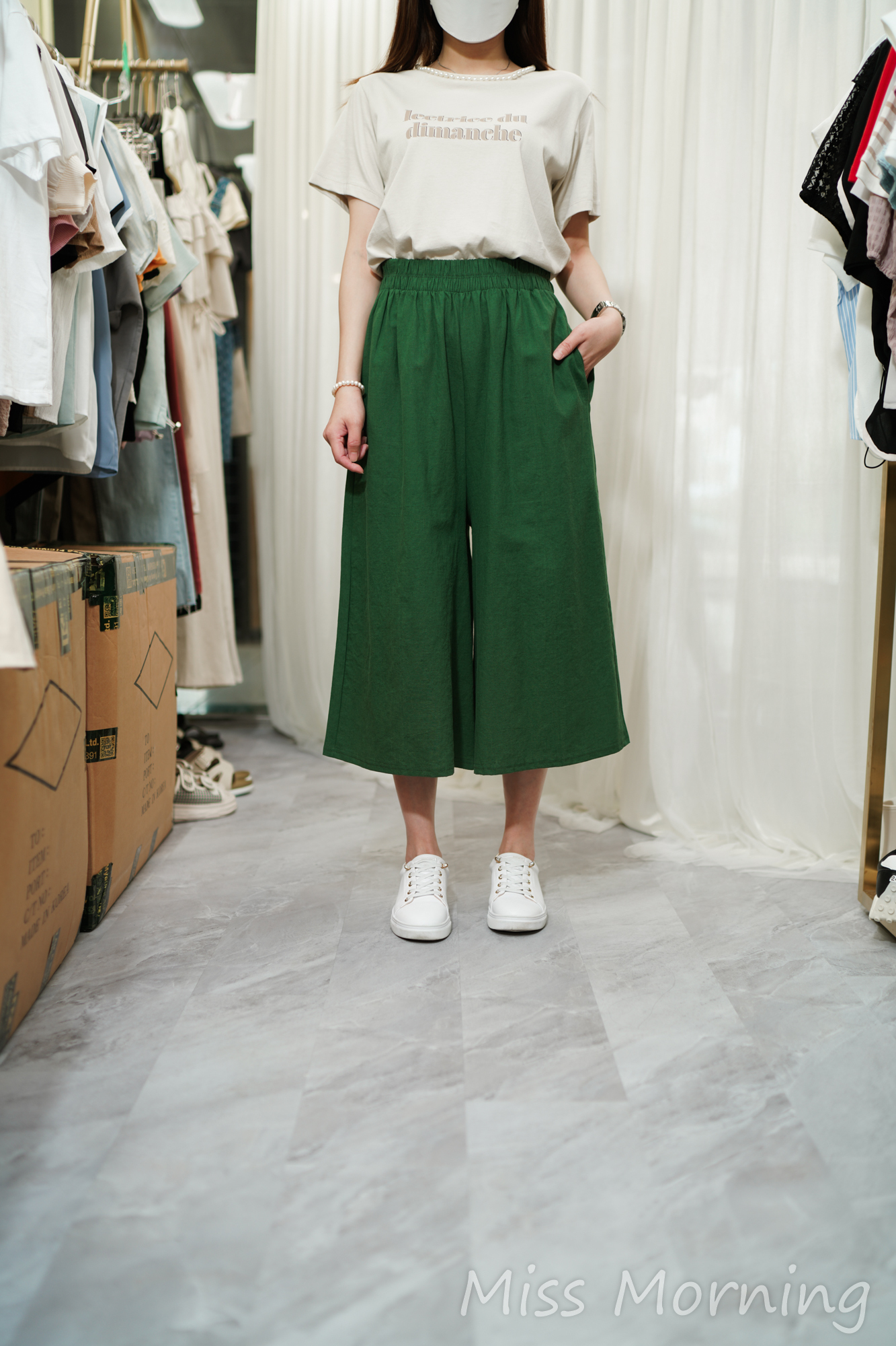 珠領靚料Tee(13966)&靚色7分棉麻褲(33755)