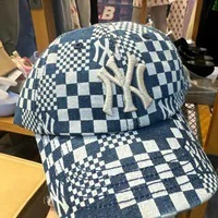 [S] MLB NEW YORK YANKEES CHECKER BOARD DENIM BALL CAP,BLUE, 3ACP8602NK0001-50BLS (SMLB380)