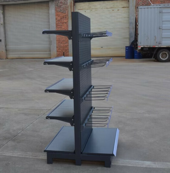 Hotly recommended supermarket convenience store shelves, storage racks, display racks [one side shelf and one hook rack gray // length 90*width 80*height 165] [25 cm long with 20 transparent hooks]