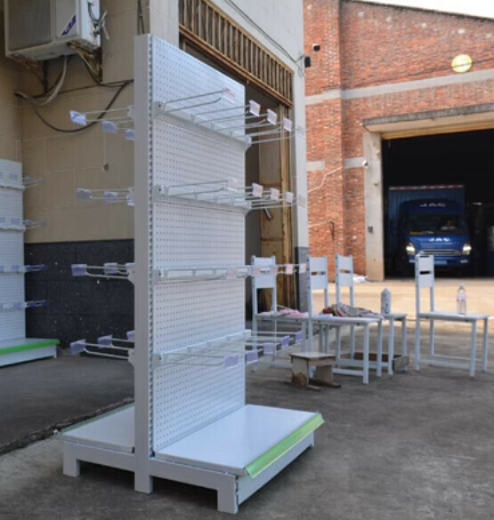 Hotly recommended supermarket convenience store shelves, storage racks, display racks [double-sided hook rack white // length 90*width 80*height 165] [25 cm long with 40 transparent hooks]