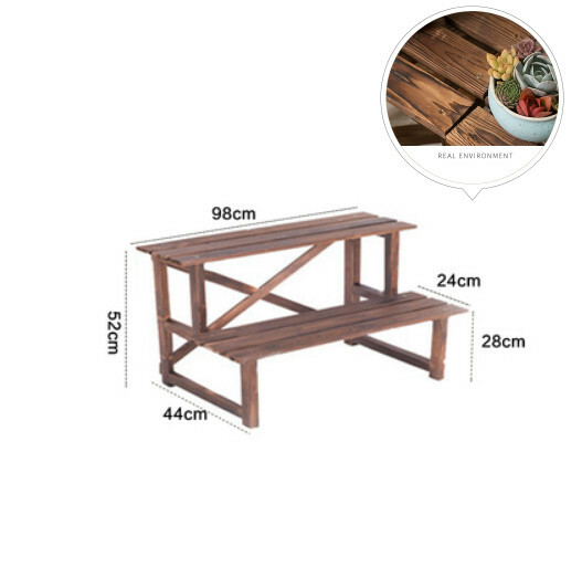 New fir solid wood furniture, outdoor flower stand, ladder stool, potted plant climbing frame [98x52x44cm] 2 layers