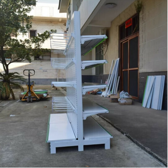 Hotly recommended supermarket convenience store shelves, storage racks, display racks [one side shelf and one hook rack white // length 183*width 80*height 165] [25 cm long with 40 transparent tag hooks]