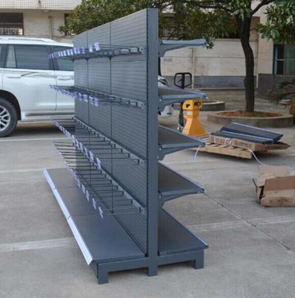 Hotly recommended supermarket convenience store shelves, storage racks, display racks [one side shelf and one hook rack gray // length 273*width 80*height 165] [25 cm long with 60 transparent tag hooks]