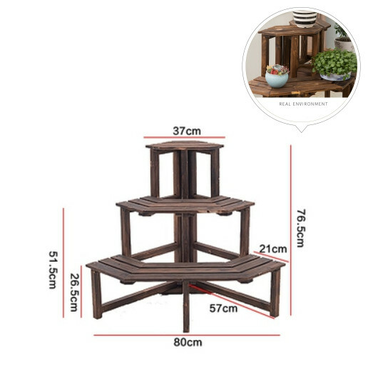 New fir solid wood furniture, outdoor flower stand, ladder stool, potted plant climbing frame [76.5x80x57cm] 3 layers + corner style