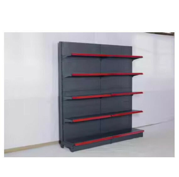 Hotly recommended supermarket convenience store shelves, storage racks, display racks [1.65 height/1.8 length per side, 5 layers] [Color//Milk White/Sand Gray] [Please contact customer service to confirm the delivery color after placing the order]