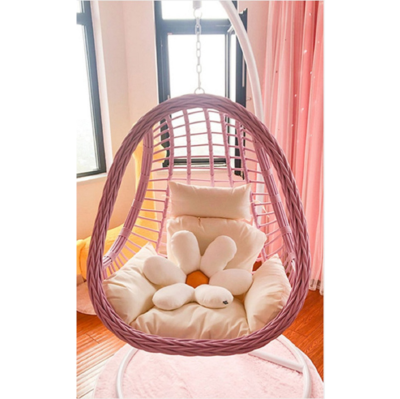 New swing hanging chair balcony courtyard hanging basket rattan chair bird's nest chair (pink)