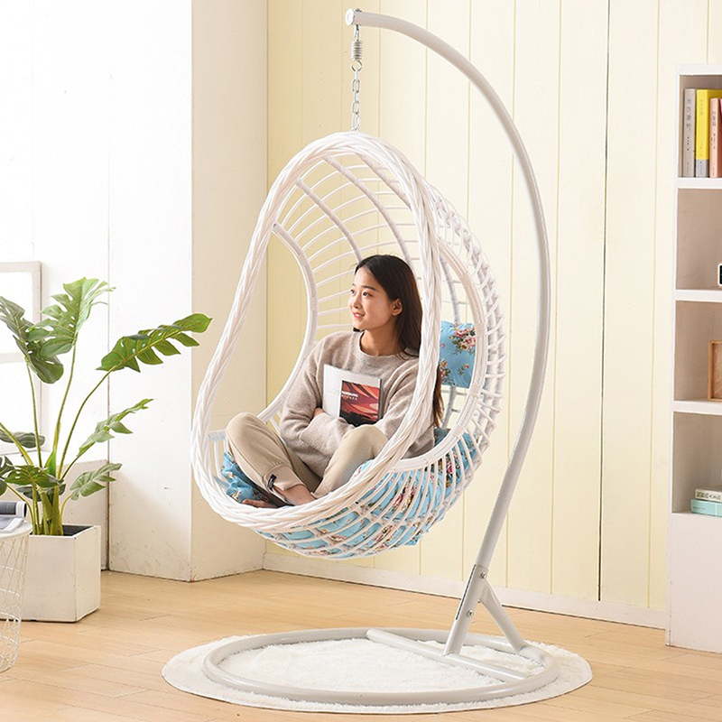 New swing hanging chair balcony courtyard hanging basket rattan chair bird's nest chair (white)