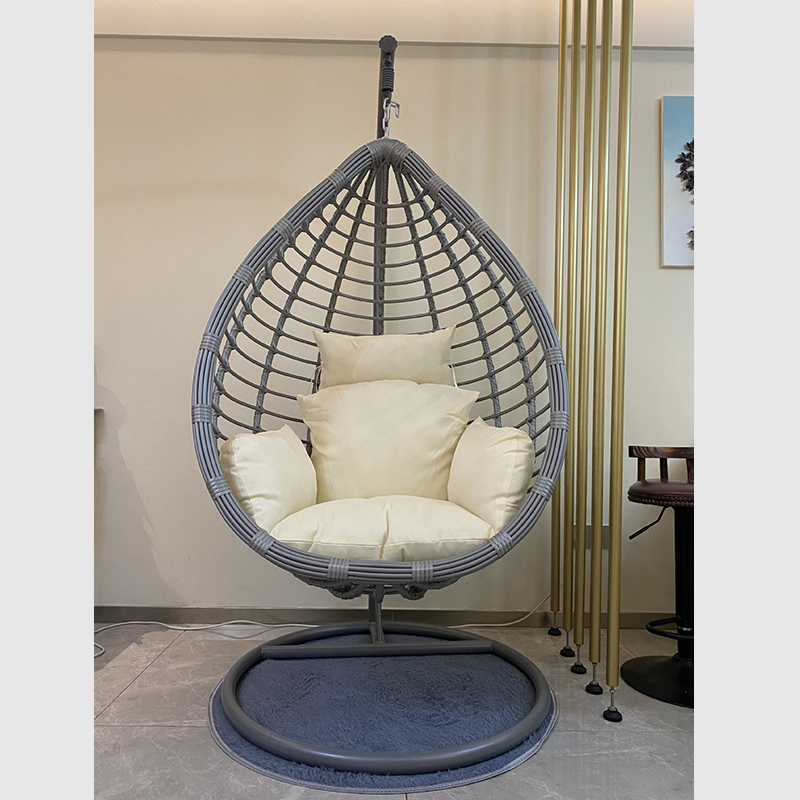 New swing hanging chair balcony courtyard hanging basket rattan chair bird's nest chair (grey)