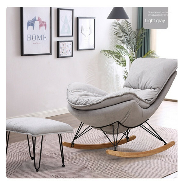New Bean Bag Chair Leisure Chair Light Luxury Home Rocking Chair Nap Chair (Light Gray) Fabric Style