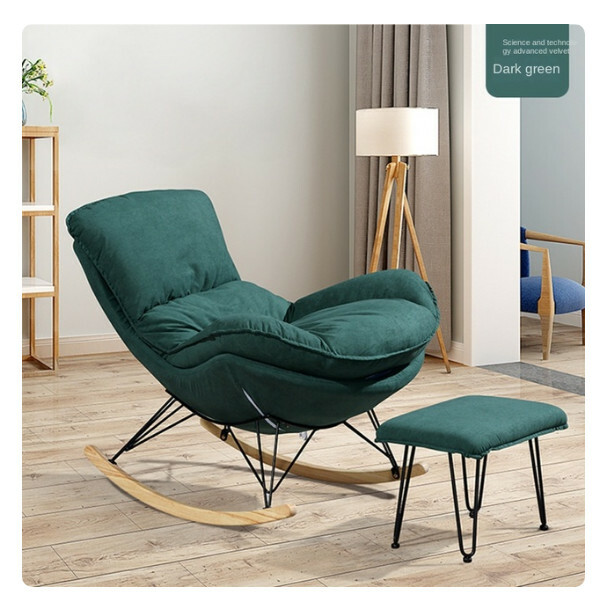 New Bean Bag Chair Leisure Chair Light Luxury Home Rocking Chair Nap Chair (Dark Green) Fabric Style