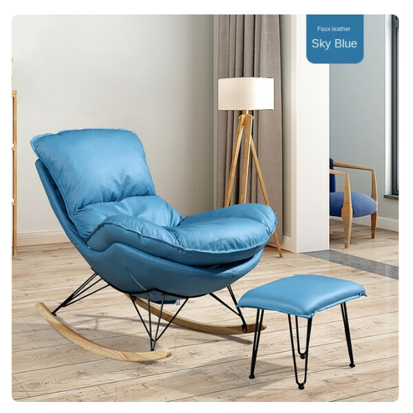 New Bean Bag Chair Leisure Chair Light Luxury Home Rocking Chair Nap Chair (Sky Blue) Leather Style