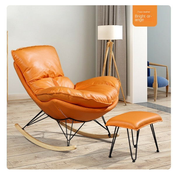 New Bean Bag Chair Leisure Chair Light Luxury Home Rocking Chair Nap Chair (Orange) Leather Style