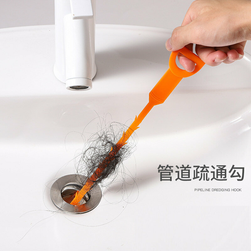 (3) Sink Hair Cleaner Hair Collector Sewer Dredging Cleaner Kitchen & Bathroom Pipe Cleaner Drain Hair Cleaner [Length 52cm]