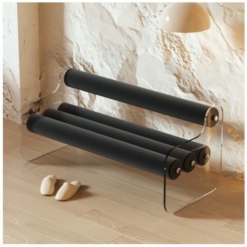New Transparent Acrylic Shoe Changing Stool Door Stool Living Room Sofa (Black) 140x52x60cm