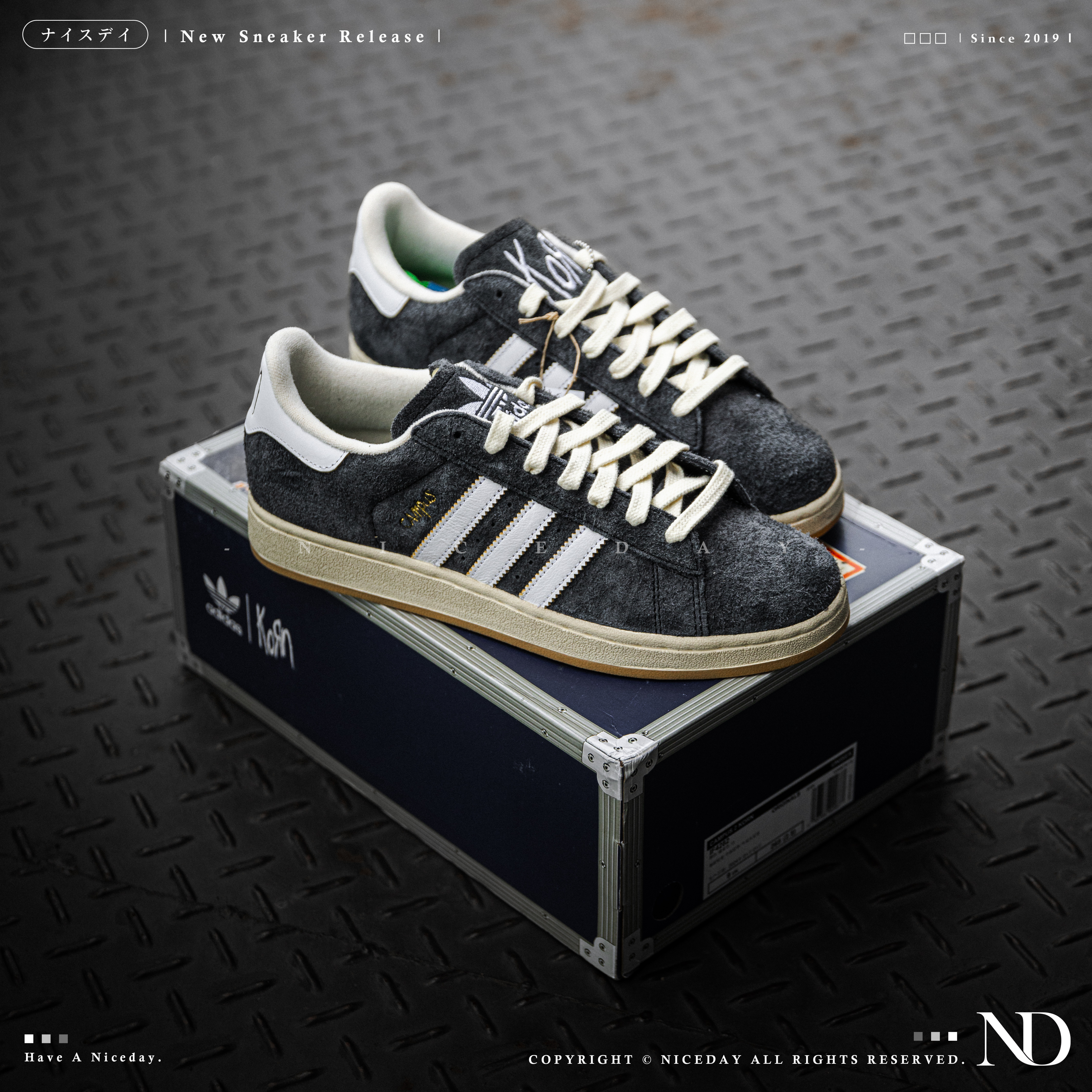 NICEDAY 代購 Korn × adidas Originals Campus 2 聯名款 鐵灰 麂皮 灰色 IF4282
