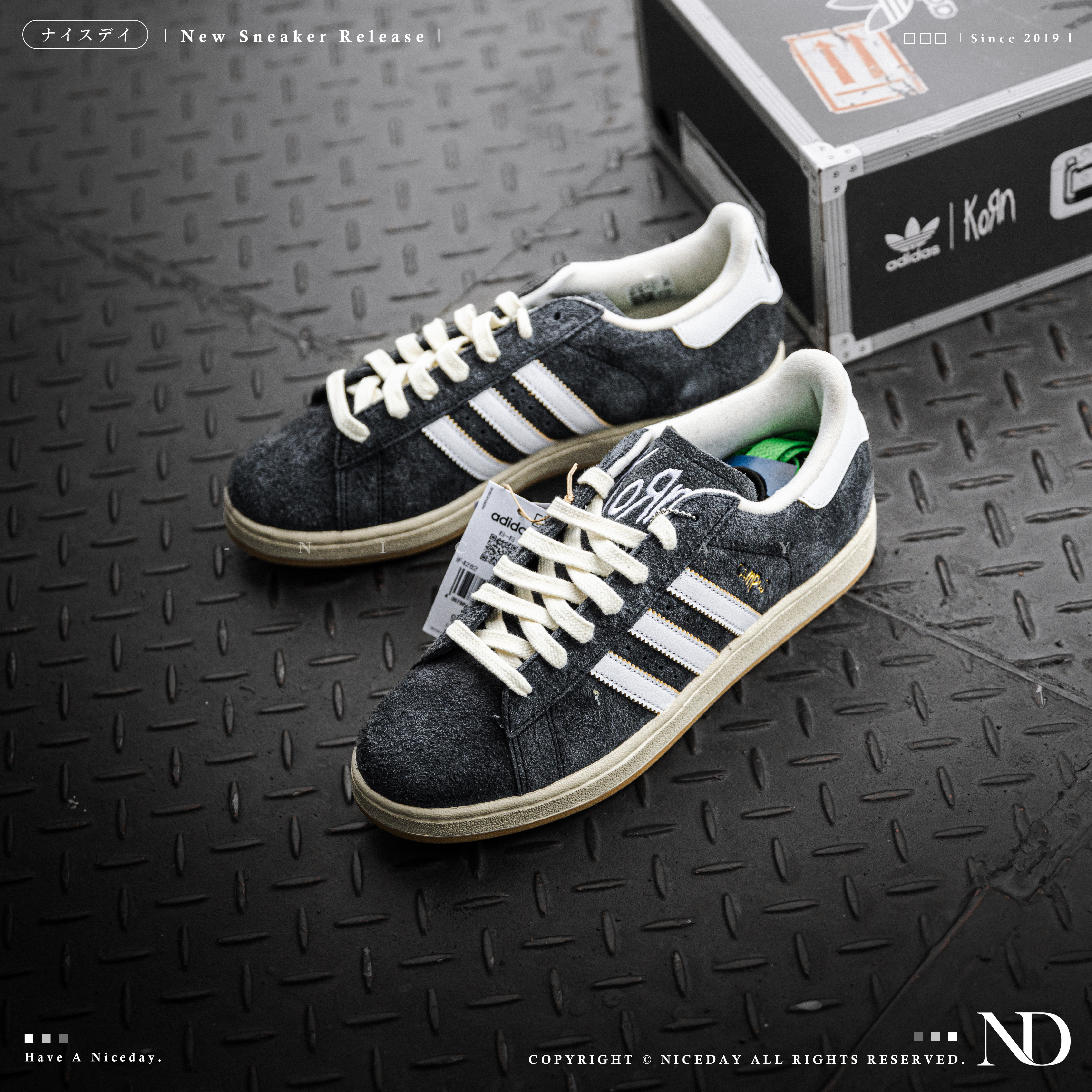 NICEDAY 代購 Korn × adidas Originals Campus 2 聯名款 鐵灰 麂皮 灰色 IF4282