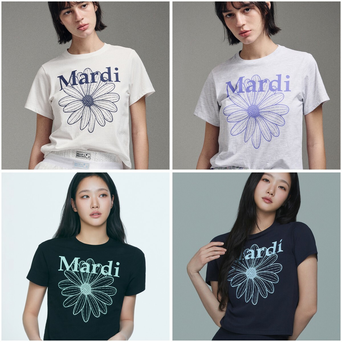 預購┃韓國 Mardi Mercredi SLIM TSHIRT FLOWERMARDI 經典小雛菊 短版 合身 短TEE