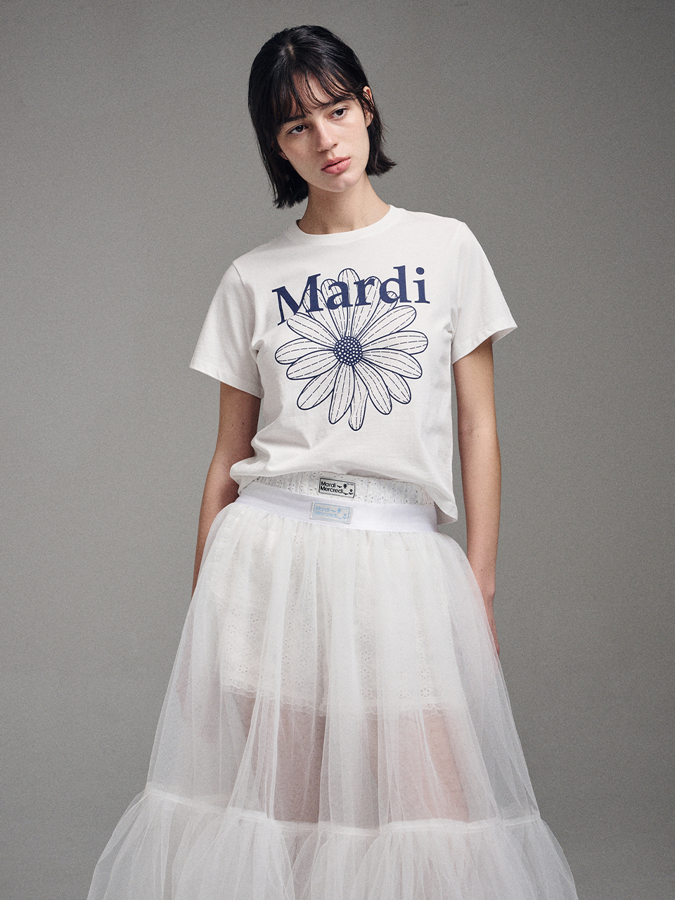 預購┃韓國 Mardi Mercredi SLIM TSHIRT FLOWERMARDI 經典小雛菊 短版 合身 短TEE