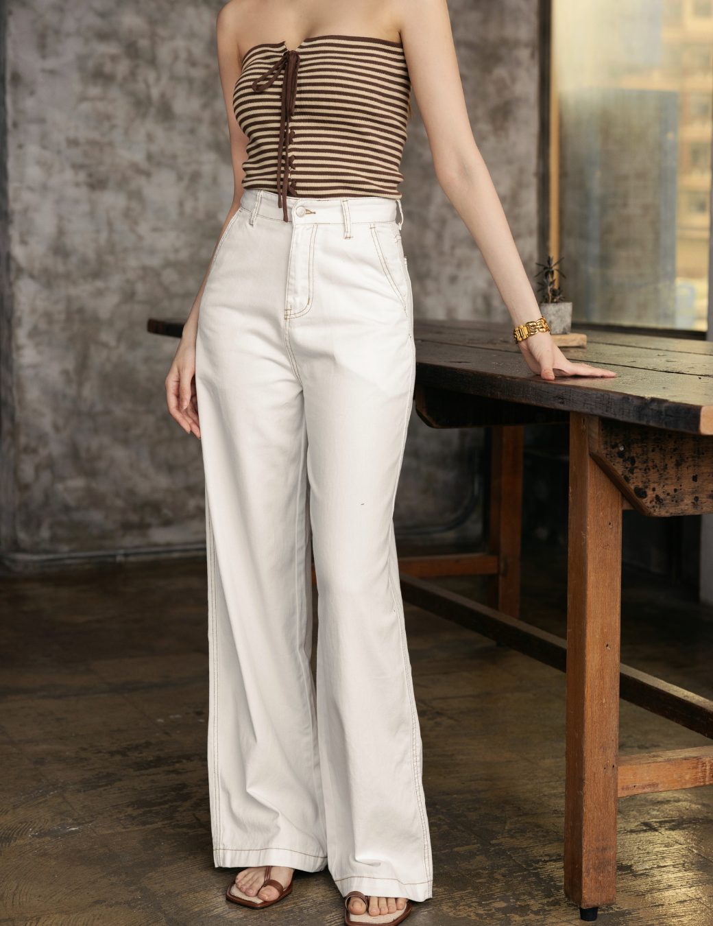 撞色車線設計寬褲（3尺寸）