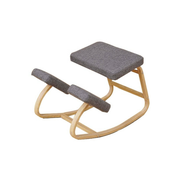 New computer chair spine correction posture correction chair kneeling chair ergonomic design (gray linen, backless chair, rocking chair)