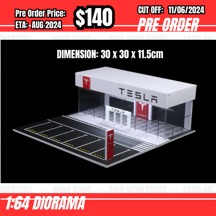 PO-$140 * Moreart * 1:64 Diorama - Auto Show Room Tesla (30 x 30 x 11.5cm) [OD04/06]