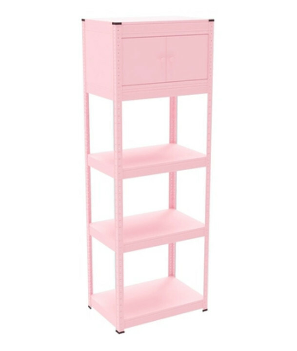New iron color kitchen cabinet bookshelf shoe cabinet bathroom storage cabinet shelf [60*40*171cm] five layers pink with one layer of cabinets