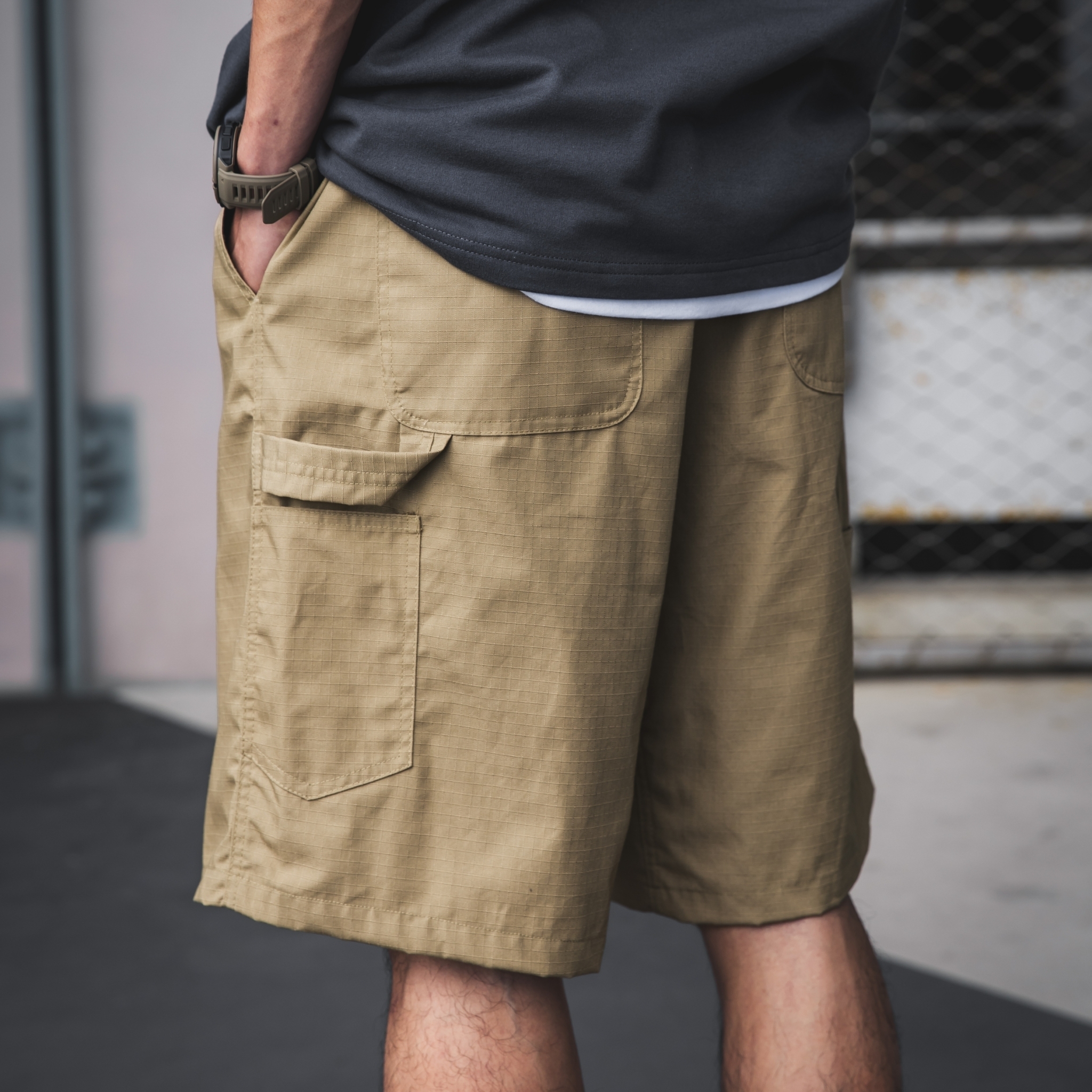 SBG 抗撕裂多剪裁工裝格紋速乾布料工裝短褲 004