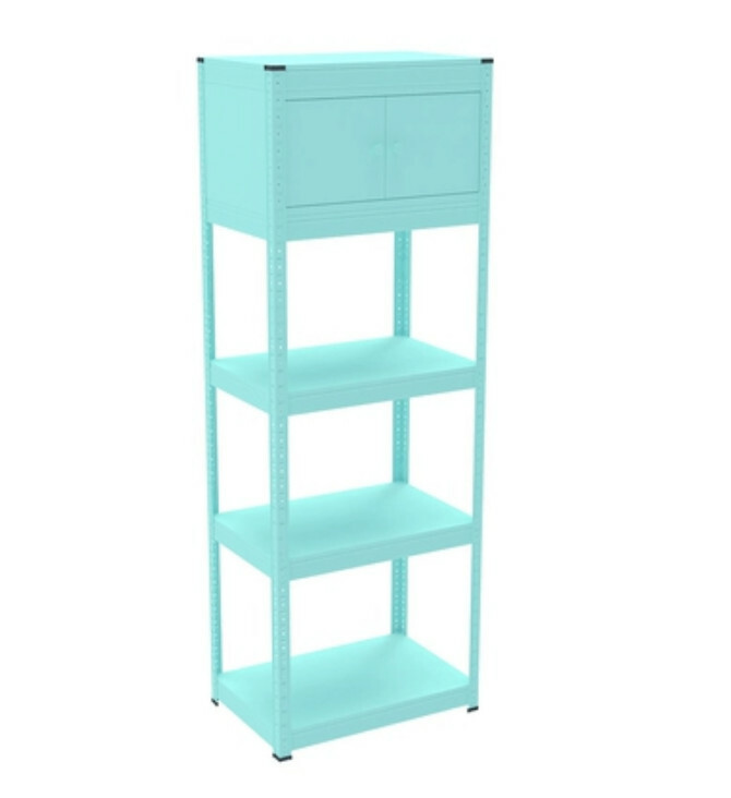 New iron color kitchen cabinet bookshelf shoe cabinet bathroom storage cabinet shelf [60*40*171cm] five layers, blue with one layer of cabinets