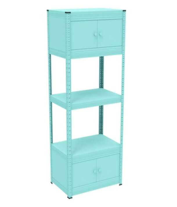 New iron color kitchen cabinet bookshelf shoe cabinet bathroom storage cabinet shelf [60*40*171cm] five layers, blue with two layers of cabinets