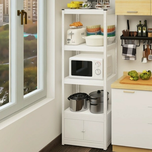 New iron color kitchen cabinet bookshelf shoe cabinet bathroom storage cabinet shelf [60*30*171cm] five layers, white with one layer of cabinets