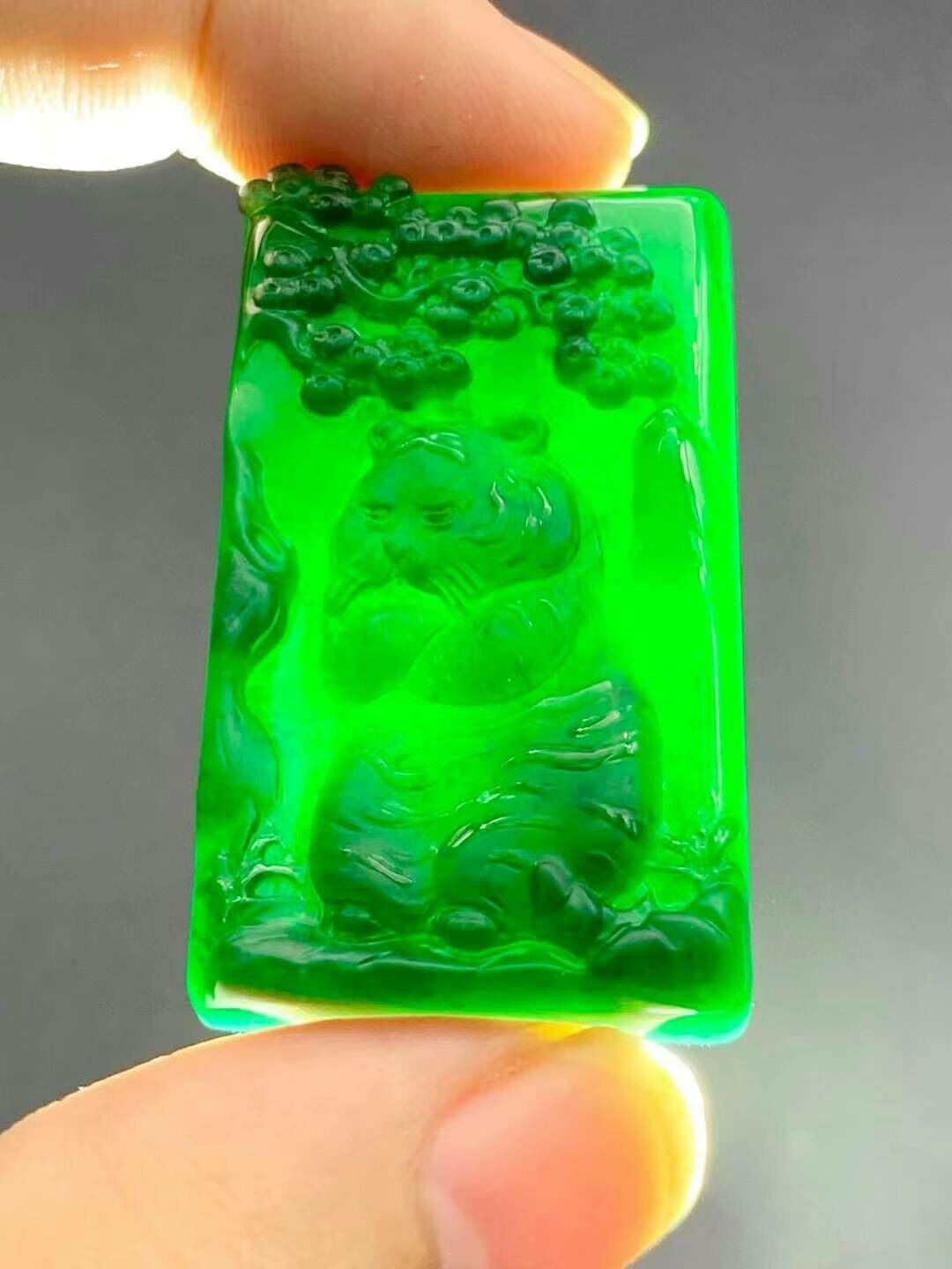 墨翠寶寶萌虎,天然翡翠A玉, 緬甸玉, Jade, Jadeite