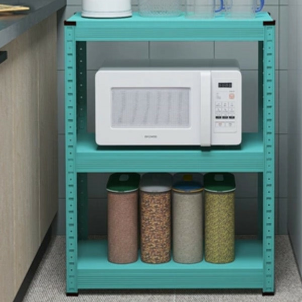 New iron color kitchen cabinet bookshelf shoe cabinet bathroom storage cabinet shelf [60x30x80cm] blue 3 layers
