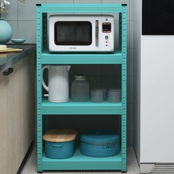 New iron color kitchen cabinet bookshelf shoe cabinet bathroom storage cabinet shelf [60x40x114cm] blue 4 layers