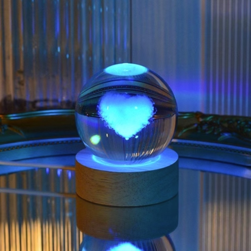 Creative Crystal Ball nightlight ([remote control +16 colors +USB plug-in] Love Cloud)