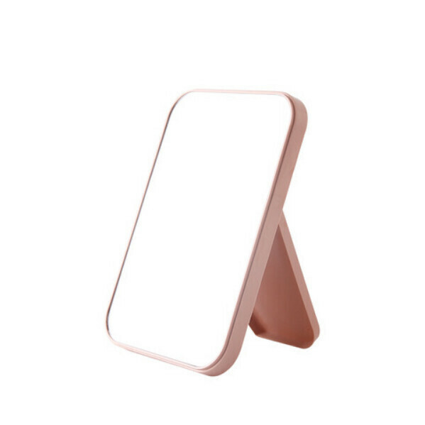 Simple portable folding square cosmetic mirror (Nordic pink size: large 15*1.5*22cm)