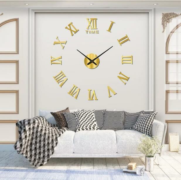 (gold) Nordic stereo clock mute wall clock
