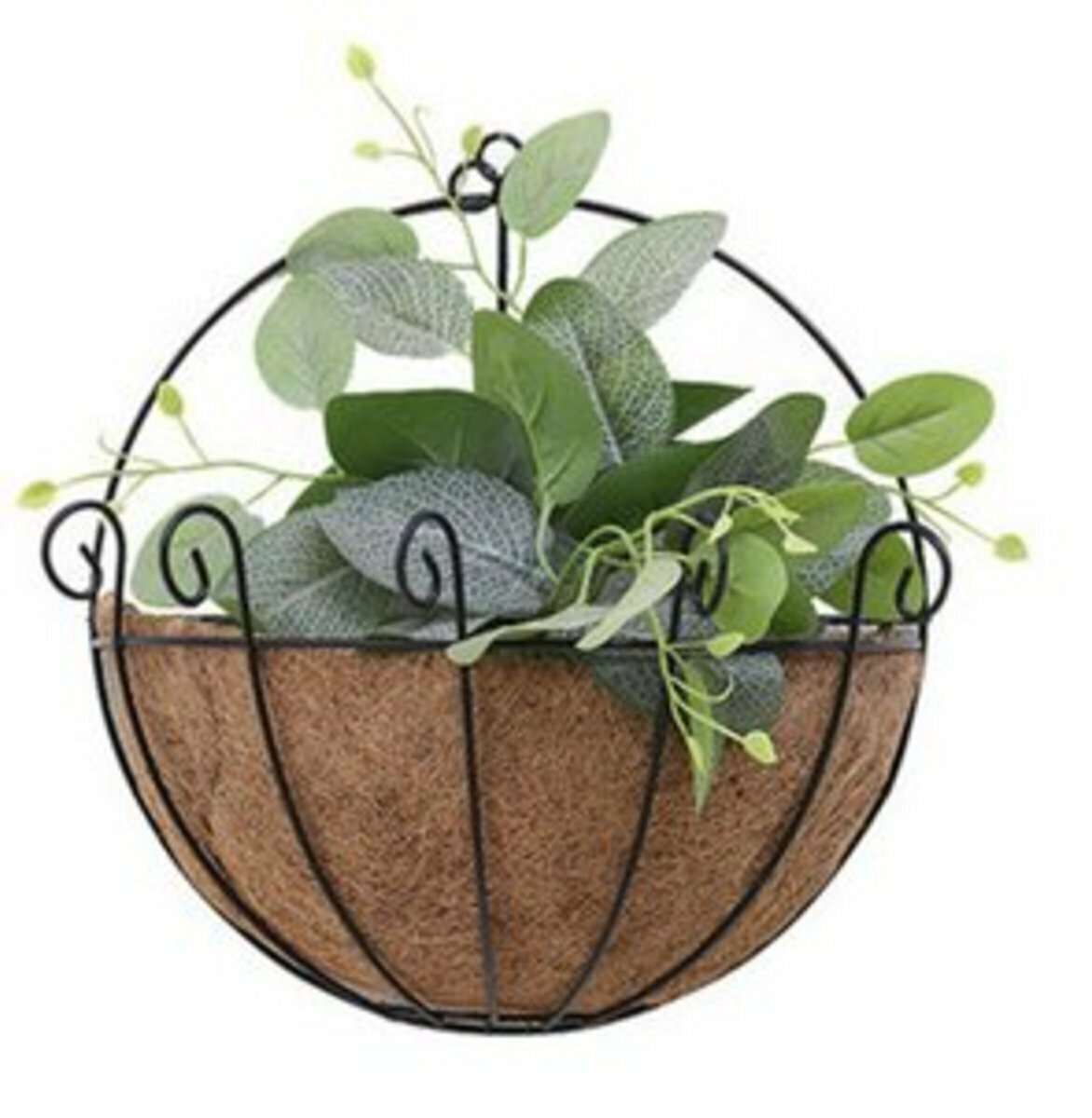 爆款鐵藝椰棕花盆半壁掛式(棕色-大號 35cm) 