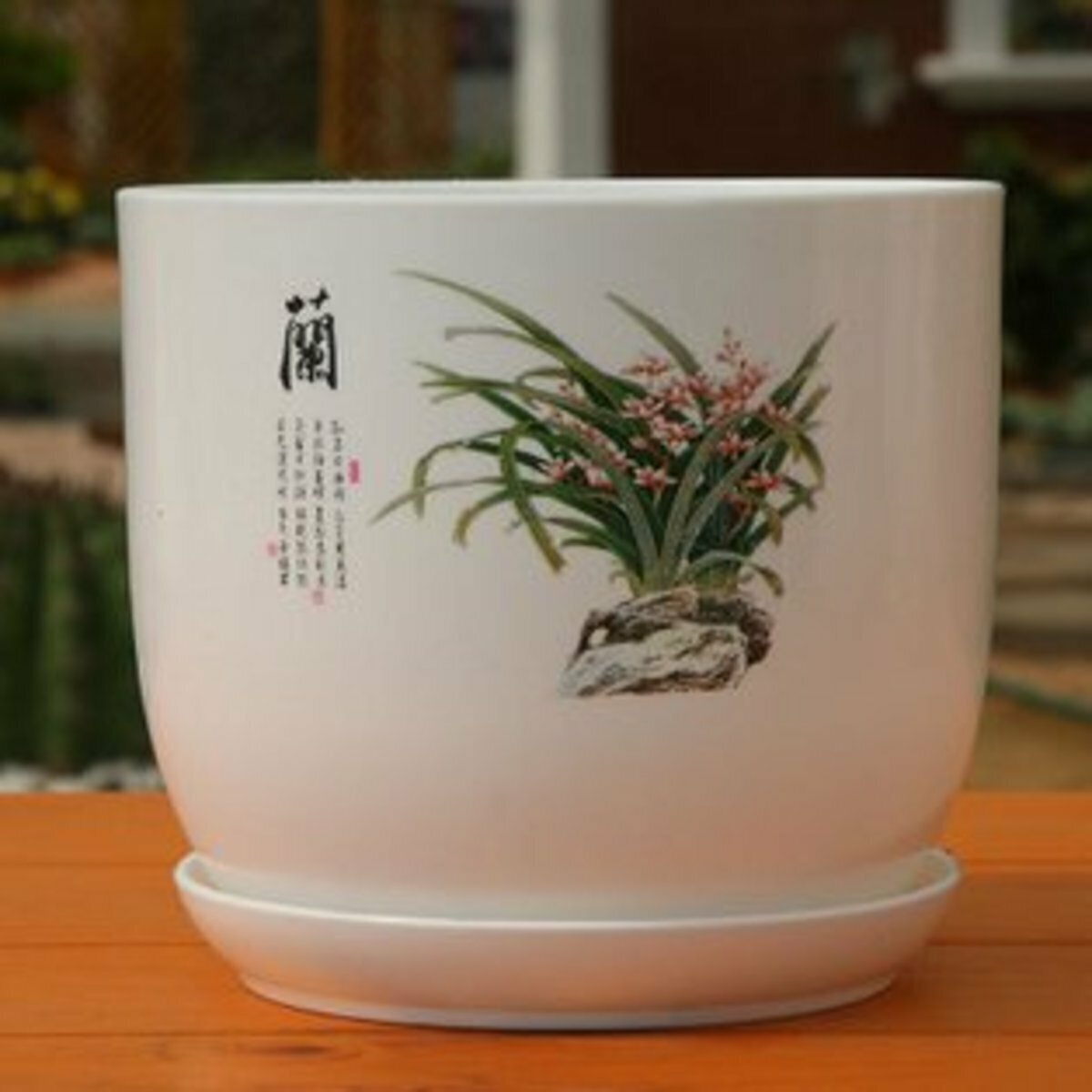 爆款中國書法風膠花盆(蘭-大號-口徑26cm)