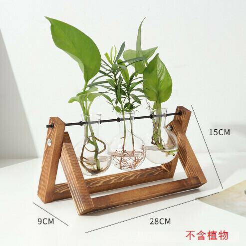 激抵創意木架玻璃花瓶 【復古架+三瓶】