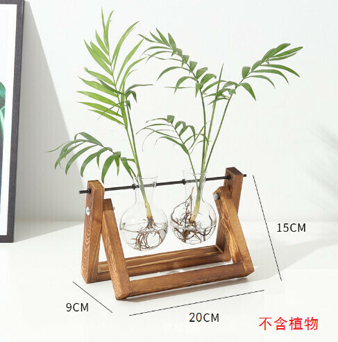 激抵創意木架玻璃花瓶 【復古架+兩瓶】