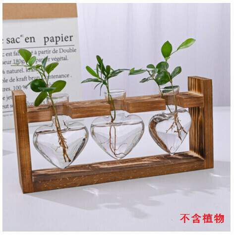 激抵創意木架水培玻璃花瓶【卡口木架+愛心三瓶】